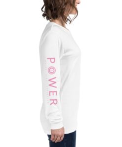 Athleisure | POWER I Womens Relaxed Long Sleeve Shirt | White Side | Grind Life Athletics