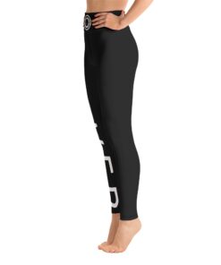 POWER I High Waisted Womens Workout Leggings w/ Inner Pocket | White Button Side | Grind Life Athletics