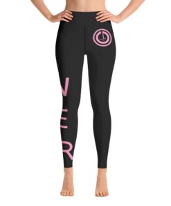 POWER II High Waisted Womens Workout Leggings w/ Inner Pocket | Pink Front | Grind Life Athletics