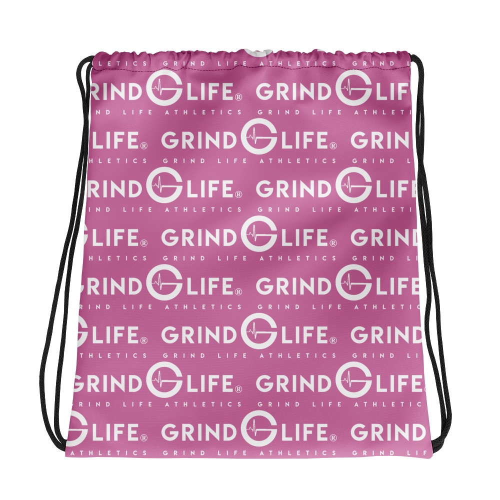 White & Pink Drawstring Backpack | Grind Life Athletics
