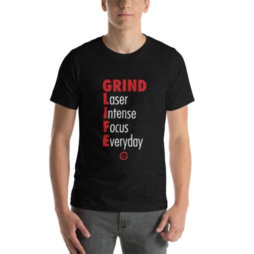 GLA Laser Focus Mens T-shirt | Front | Black Heather | Grind Life Athletics