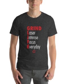 GLA Laser Focus Mens T-shirt | Front | Dark Grey Heather | Grind Life Athletics