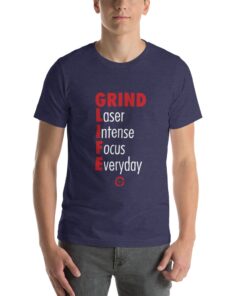 GLA Laser Focus Mens T-shirt | Front | Heather Midnight Navy | Grind Life Athletics