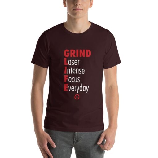 GLA Laser Focus Mens T-shirt | Front | Oxblood Black | Grind Life Athletics