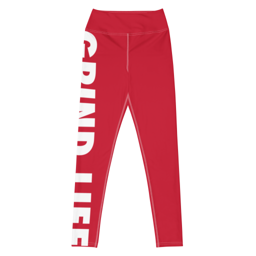 Grind Life High Waisted Womens Workout Leggings - Red - Image 4