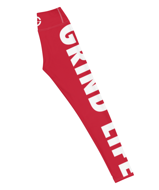 Grind Life High Waisted Womens Workout Leggings - Red